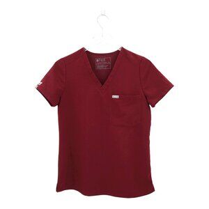 FIGS Women’s Catarina One-Pocket Scrub Top Burgundy Red Size XS Style FW1000